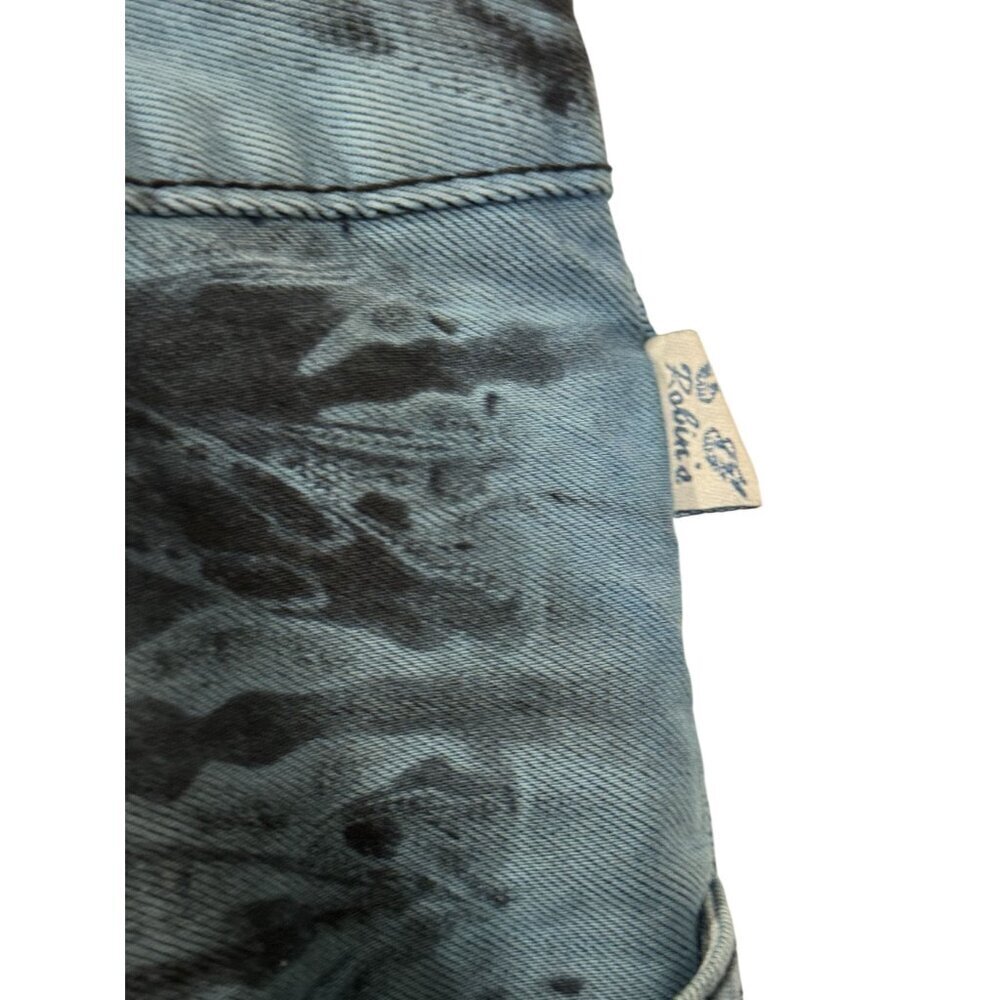 Robins Jean Tie-Dye Slim Fit Denim Jeans Blue Black Studded Back Pockets size 40 - Picture 4 of 11